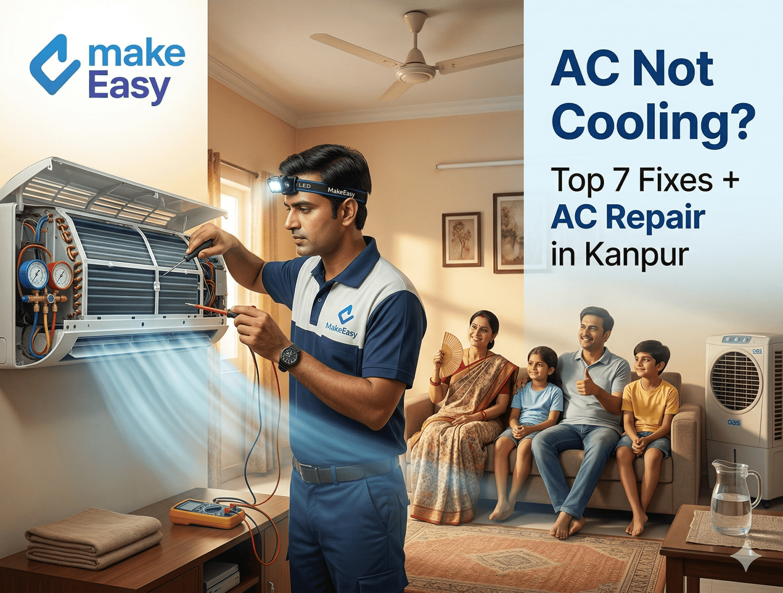 AC Not Cooling? Top 7 Easy Fixes + AC Repair Service in Kanpur (2026 Guide)